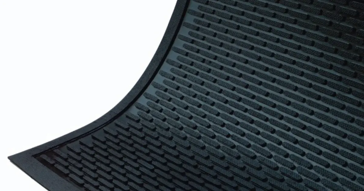 Close-up of a black scraper mat